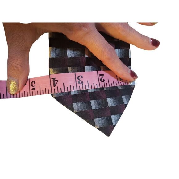 Joseph & Feiss Mens Tie Necktie Designer Luxury Black Gray Burgundy Geometric - Picture 11 of 12
